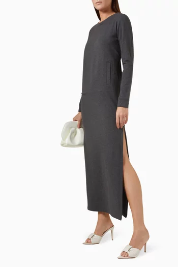 Tailored Maxi Dress in Stretch Cotton Terry