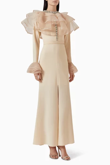 Embellished Ruffle Maxi Dress