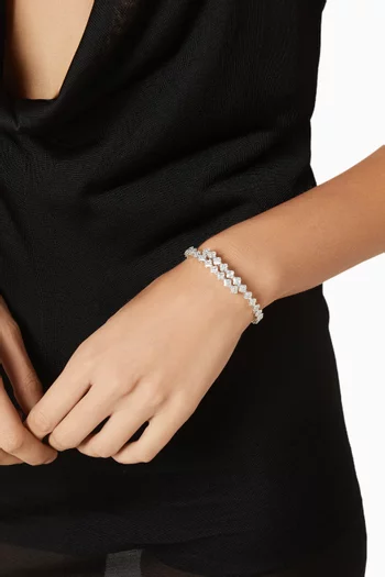 Wraparound CZ Bangle in Silver-tone Metal