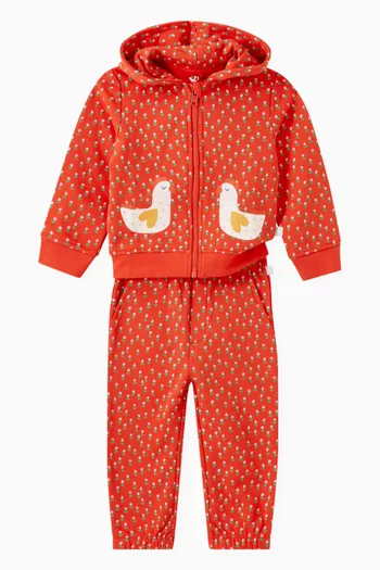 Chicken Floral Print Hoodie in Cotton