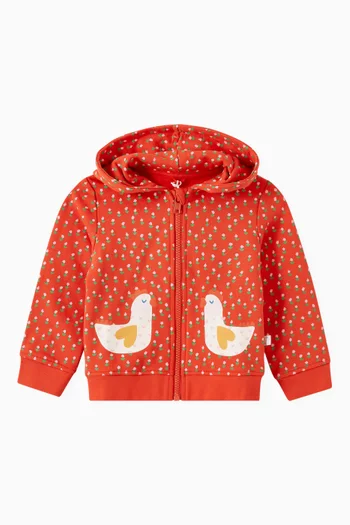 Chicken Floral Print Hoodie in Cotton