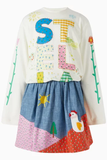 Farm Embroidered Skirt in Cotton