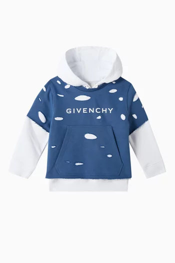 Two-tone Layered Logo Hoodie in Cotton-fleece