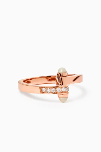 Crossroads Diamond & Mother of Pearl Ring in 18kt Rose Gold