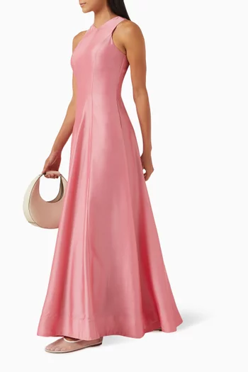 Heike Sleeveless Maxi Dress in Silk Wool