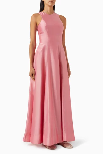 Heike Sleeveless Maxi Dress in Silk Wool