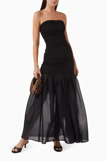 Liya Maxi Dress in Viscose & Organza