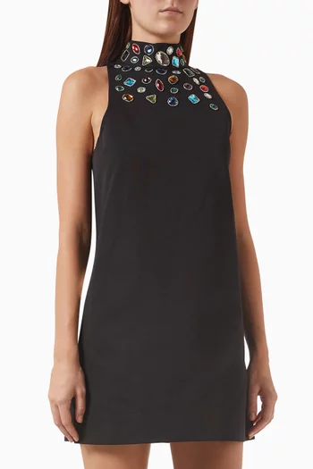 Finn Bead-embellished Mini Dress in Cotton Blend