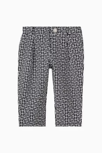 Monogram Buttoned Pants in Cotton
