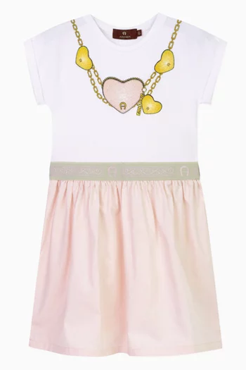 Heart & Chains Logo Print Dress in Cotton