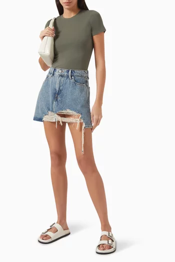 Shredded Mini Skirt in Denim