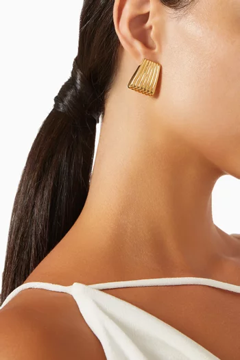 Ribbed Earrings in Gold-plated Metal