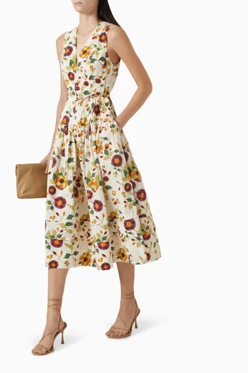 Kiran Floral-print Midi Dress in Cotton
