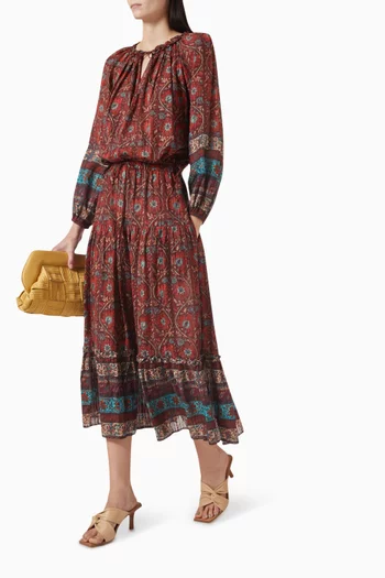 Paige Floral-print Midi Skirt in Cotton Blend