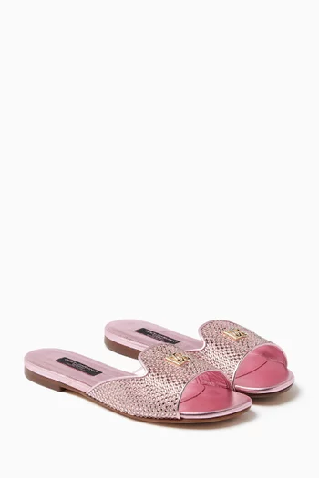 Slip on Sandals in Foiled Leather