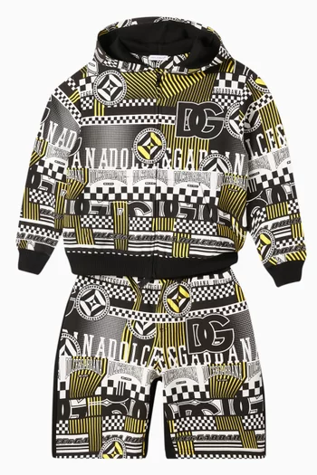 Logo-print Zip-up Hoodie in Cotton