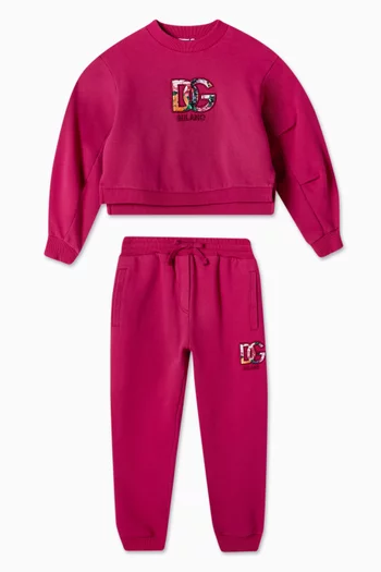 Floral Logo Sweatpants in Cotton