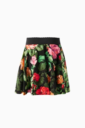 Floral-print Circle Skirt in Cotton