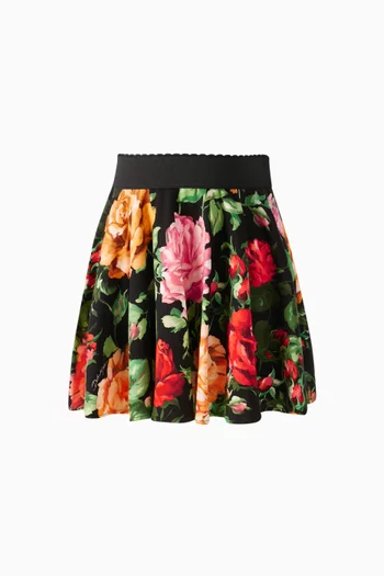 Floral-print Circle Skirt in Cotton
