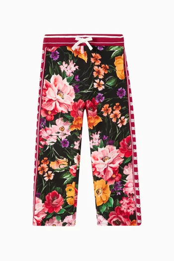 Floral Logo Tape Sweatpants in Cotton