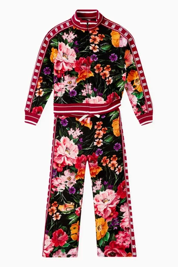 Floral-print Zip-up Sweatshirt in Cotton