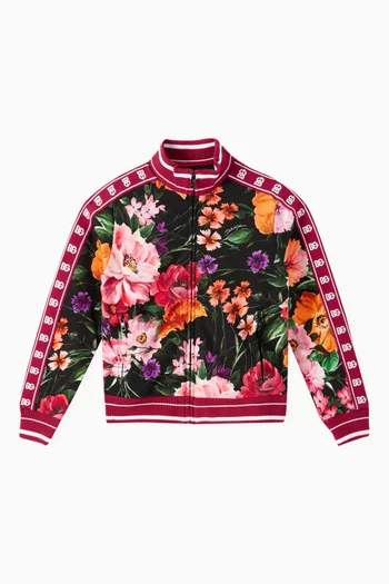 Floral-print Zip-up Sweatshirt in Cotton