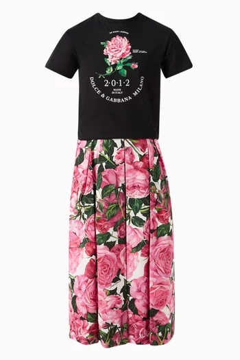 Glitter Rose-print T-shirt in Cotton