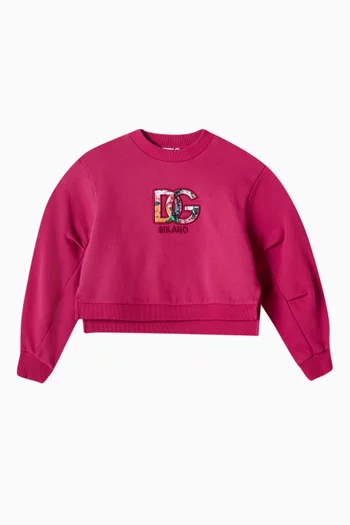 Floral Logo Sweatshirt in Cotton