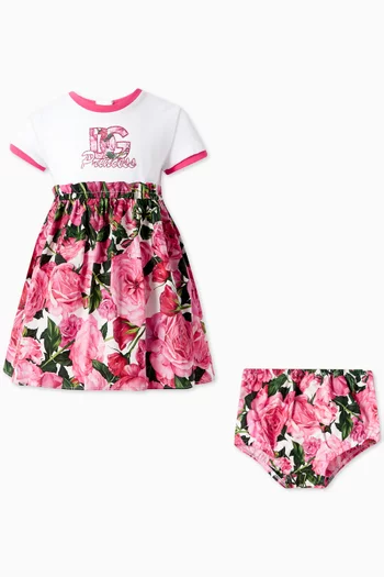 All-over Roses T-shirt Dress in Cotton