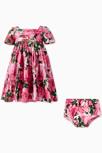 Rose-print Midi Dress