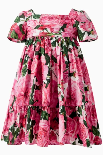 Rose-print Midi Dress