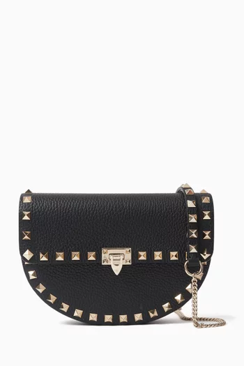 Mini Rockstud Shoulder Bag in Grained Calfskin