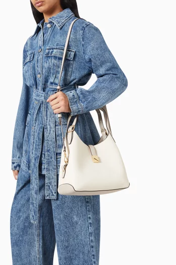 Deco Colorblocked Crossbody Bag in Pebbled Leather