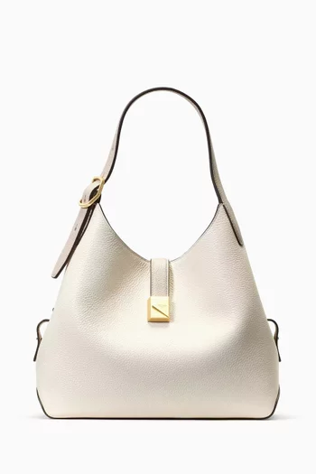 Deco Colorblocked Crossbody Bag in Pebbled Leather