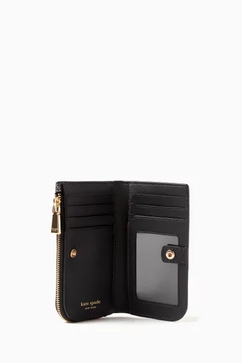 Small Spade Flower Slim Bi-fold Wallet in Coated Canvas