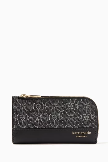 Small Spade Flower Slim Bi-fold Wallet in Coated Canvas