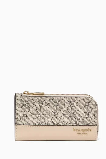 Small Spade Flower Slim Bi-fold Wallet in Coated Canvas