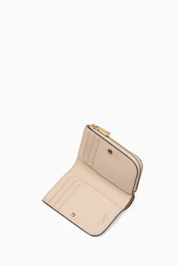 Small Spade Flower Compact Wallet in Coated Canvas