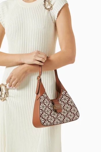 Small Spade Flower Nouveau Shoulder Bag in Jacquard