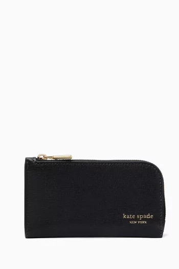 Small Devin Slim Bi-fold Wallet in Saffiano Leather