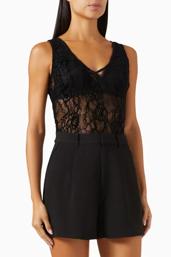 Deep V Bodysuit in Lace