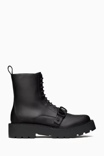 VLOGO Signature Combat Boots in Leather