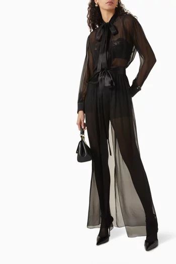 Bow-neck Shirt in Silk Chiffon