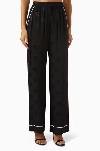 Monogram Pyjama Pants in Silk Satin