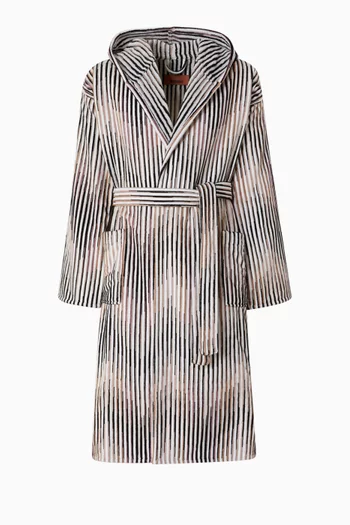 Arpeggio Hooded Bathrobe in Slub Cotton-terry