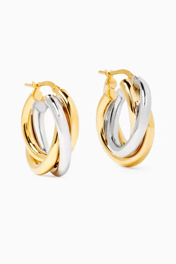 Two-tone Hoop Earrings in 10kt Gold