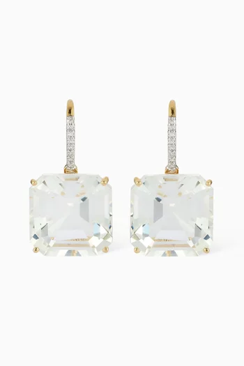Asscher-cut Topaz & Diamond Drop Earrings in 14kt Gold