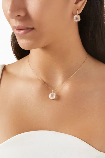 Asscher-cut Topaz & Diamond Pendant Necklace in 14kt Gold