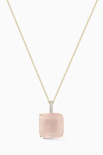 Asscher-cut Topaz & Diamond Pendant Necklace in 14kt Gold