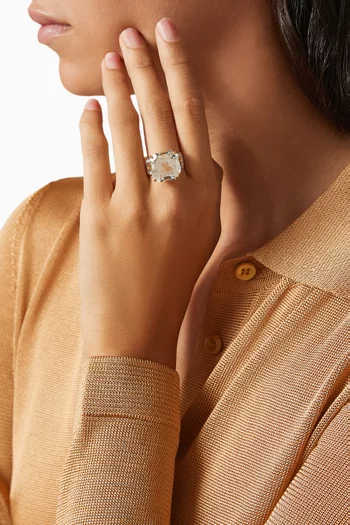 Asscher-cut Topaz & Diamond Ring in 14kt Gold